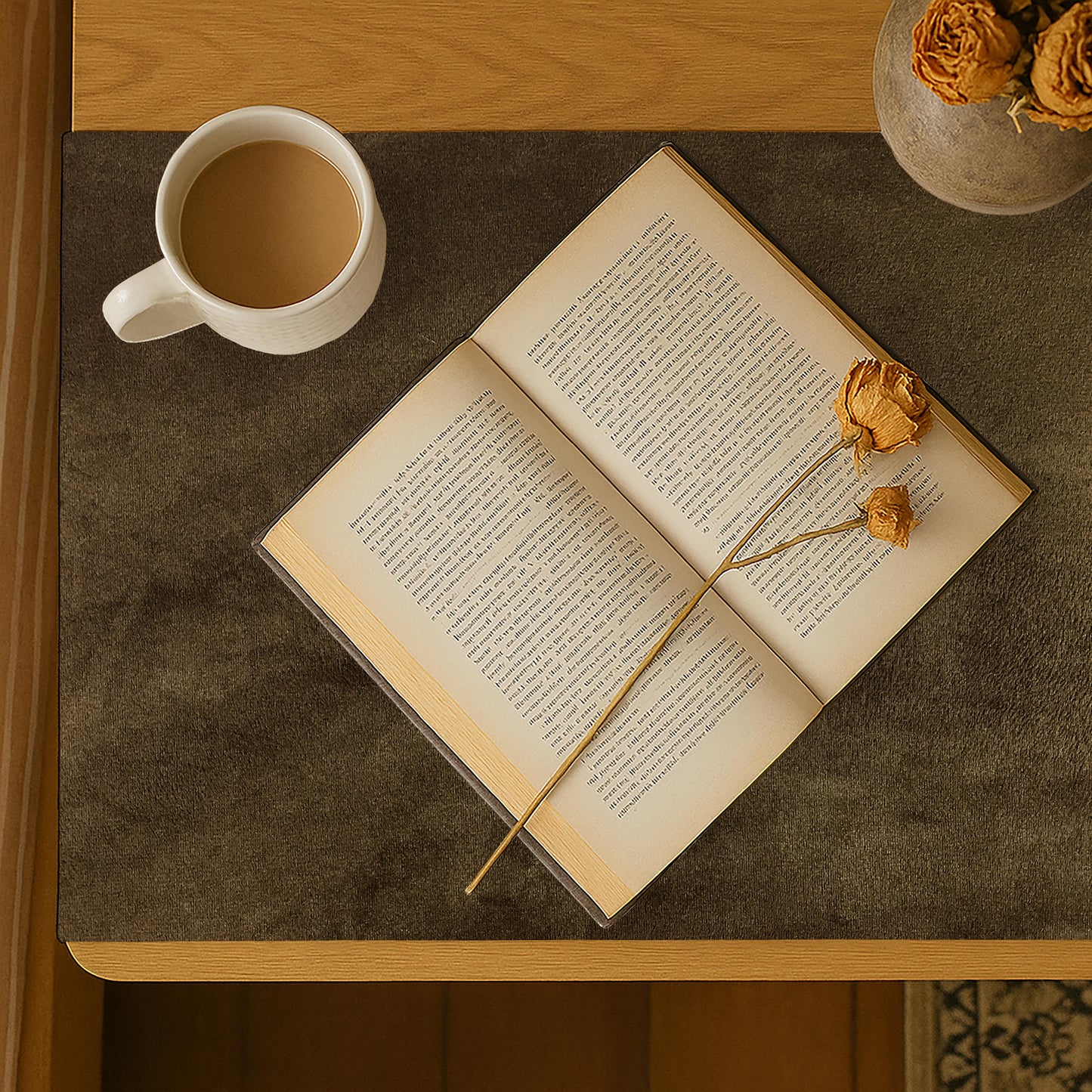 Malai Velvet - Olive Brown Bed Side Table Accent
