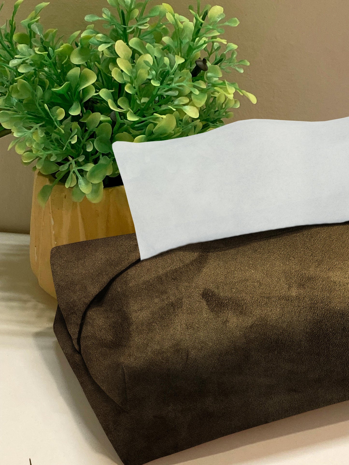 Malai Velvet - Olive Brown Tissue Box