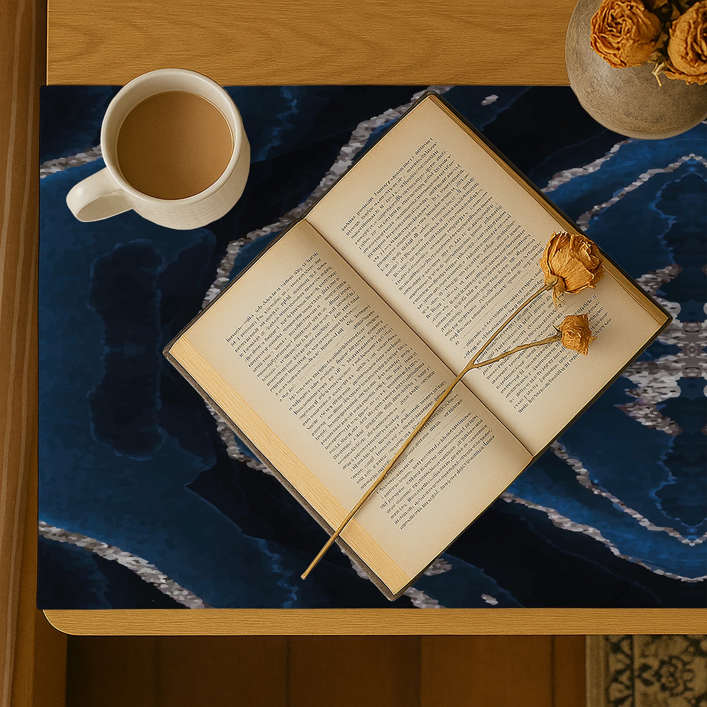 Printed - Blue Moana Bed Side Table Accent Trendy Home