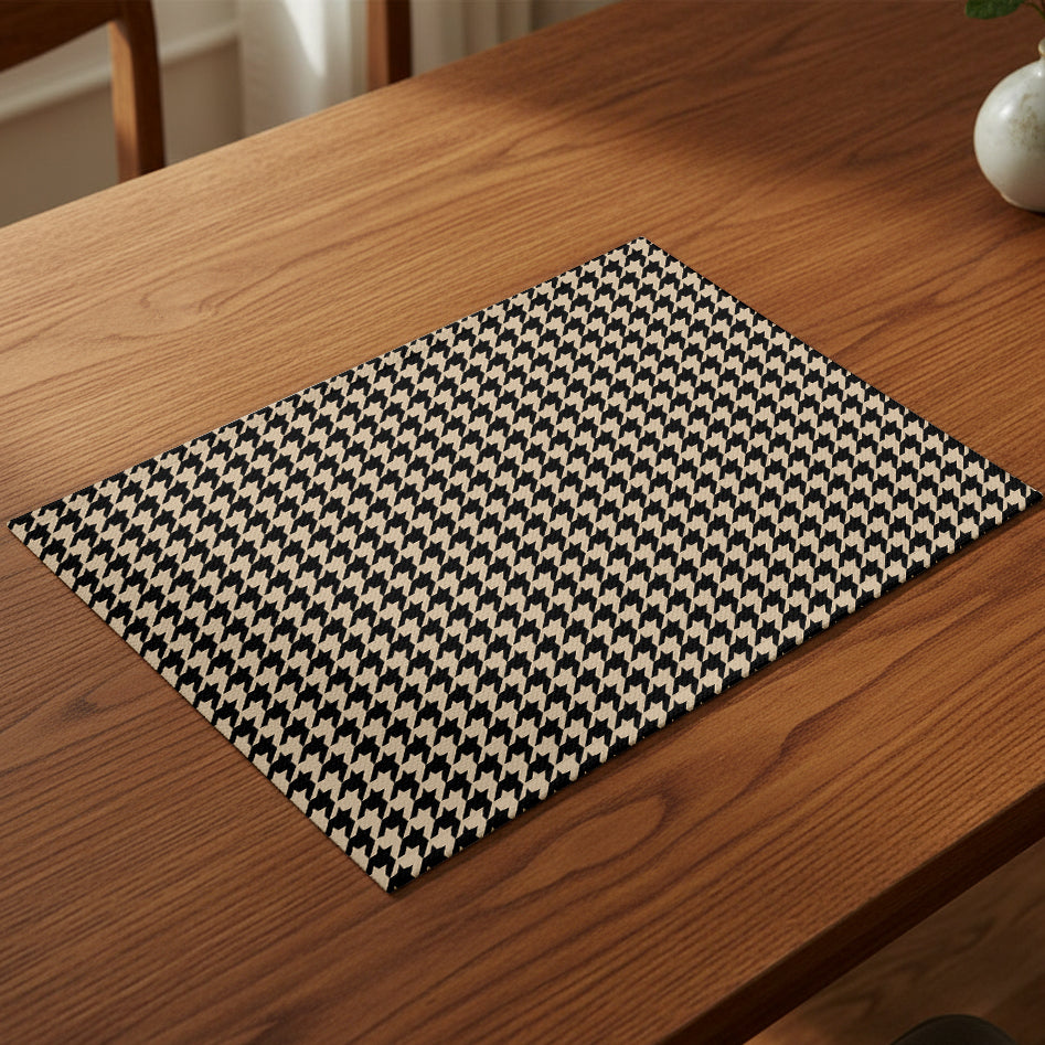 Printed - Beige Houndstooth Table Mat Trendy Home