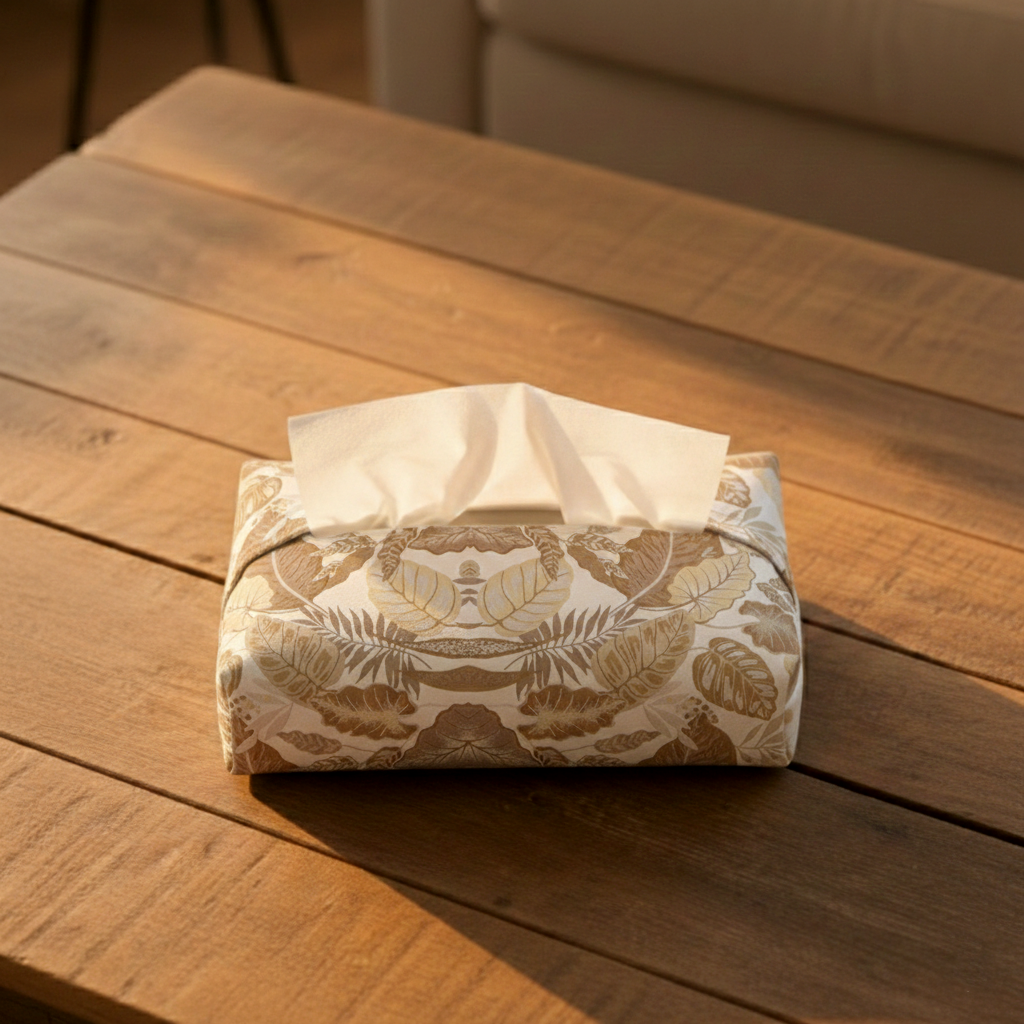 Printed - Sandy Beige Fern Tissue Box Trendy Home
