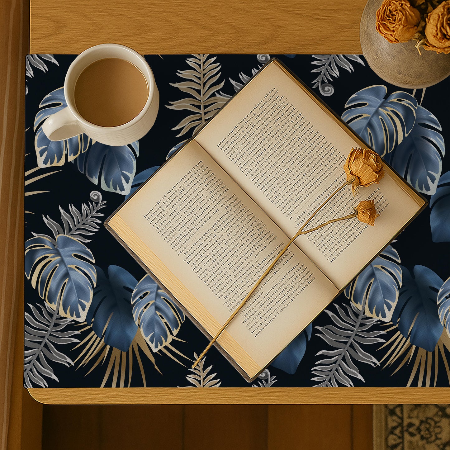 Printed - Moon Leaves Bed Side Table Accent Trendy Home