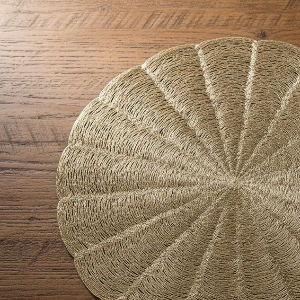 Pvc - Gold Textured Decorative Charger Plate Trendy Home