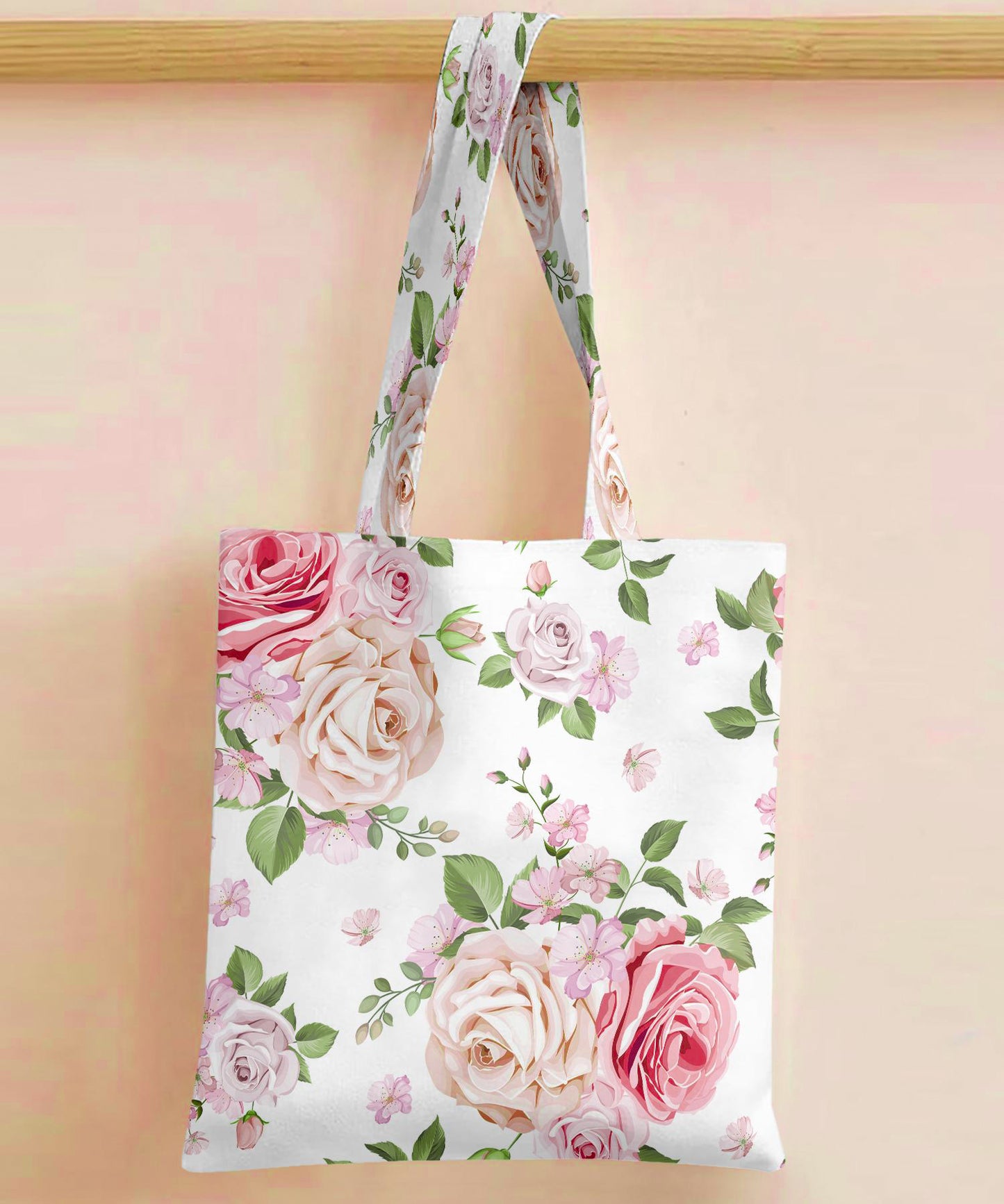 Printed - Pink Rose Tote Bag Trendy Home