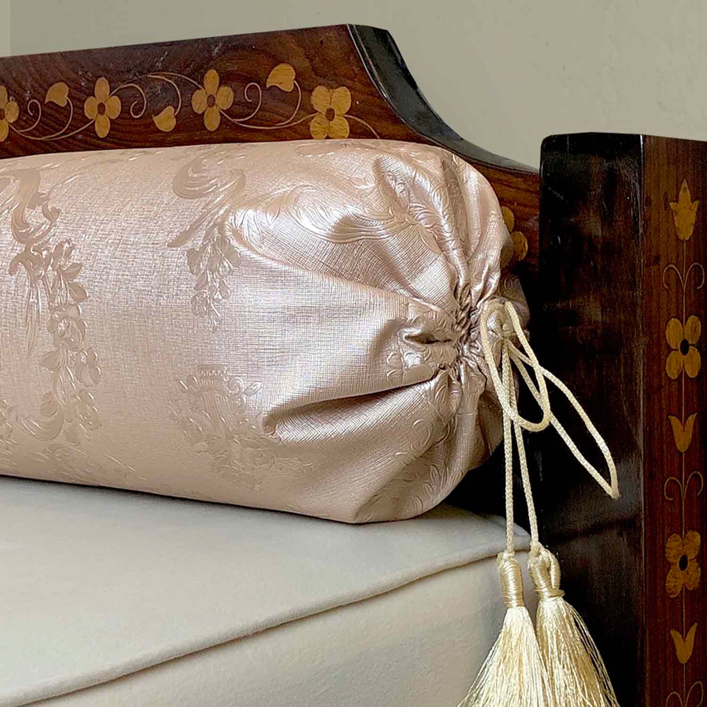 Embossed Leather - Blush Umber Round Pillow (pair) Trendy Home