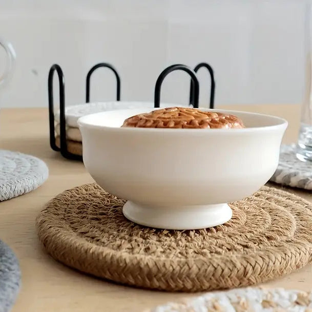 Handwoven Jute Earthy Coaster Set Trendy Home