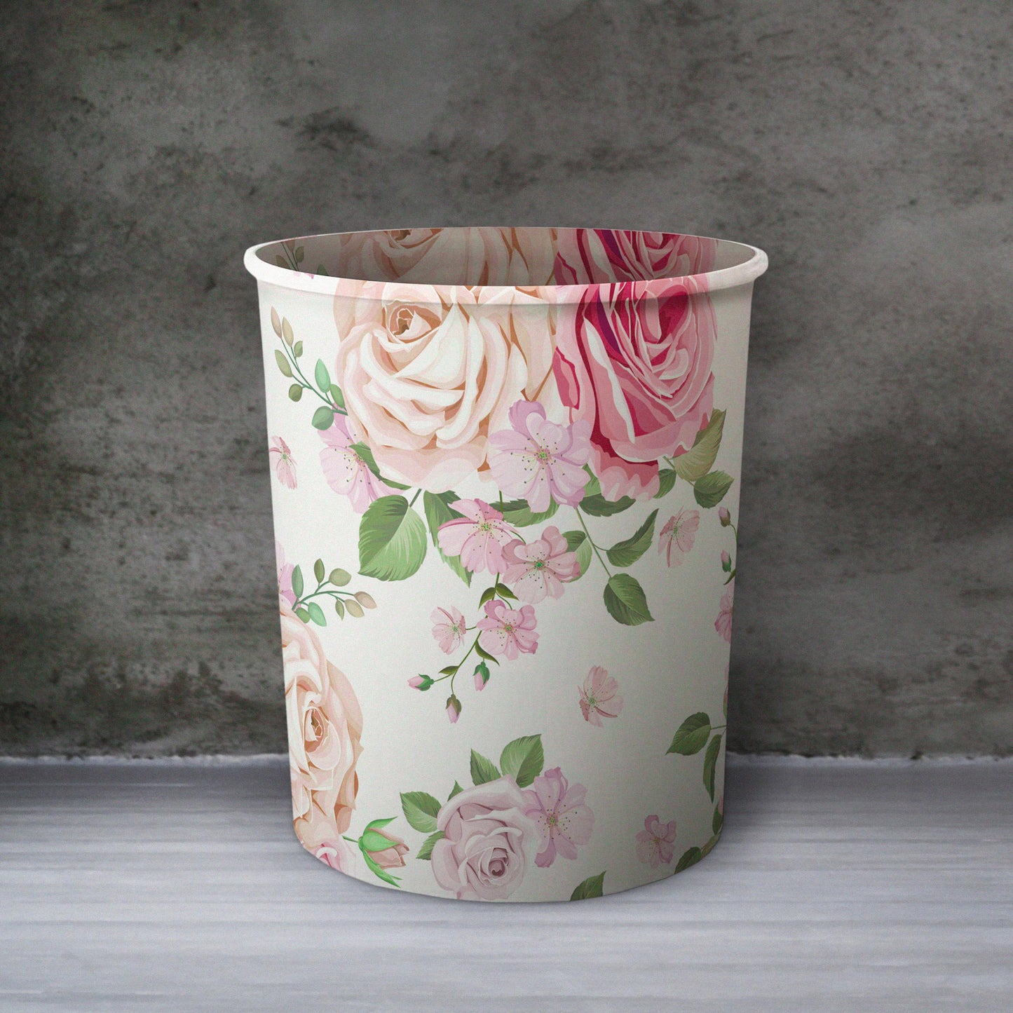 Printed - Pink Rose Dustbin Trendy Home