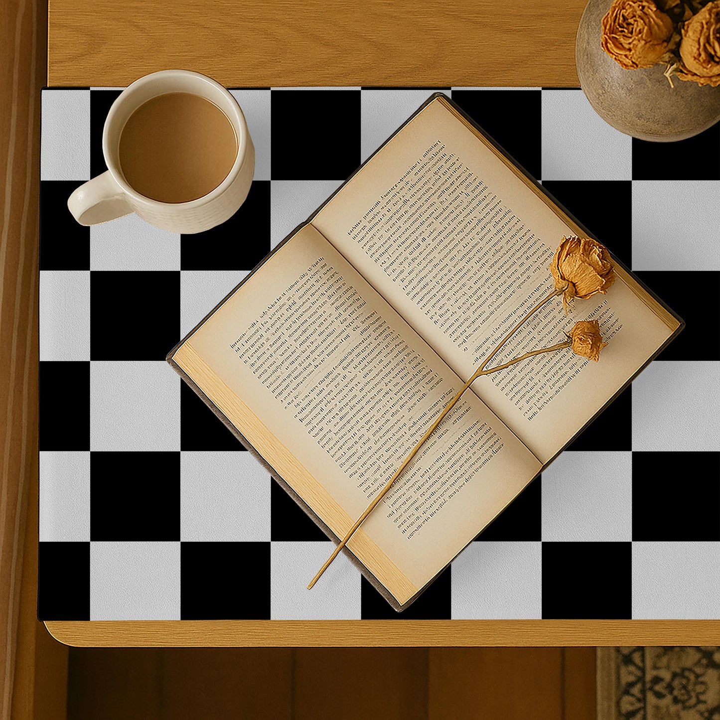 Printed - Check Bed Side Table Accent Trendy Home