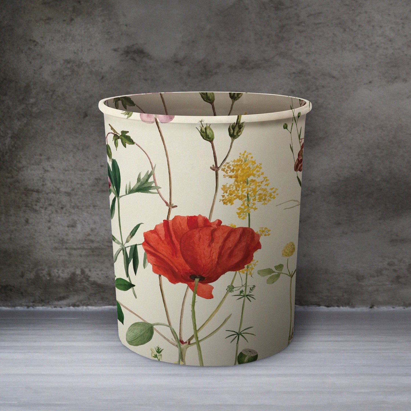 Printed - White Rosey Dustbin Trendy Home