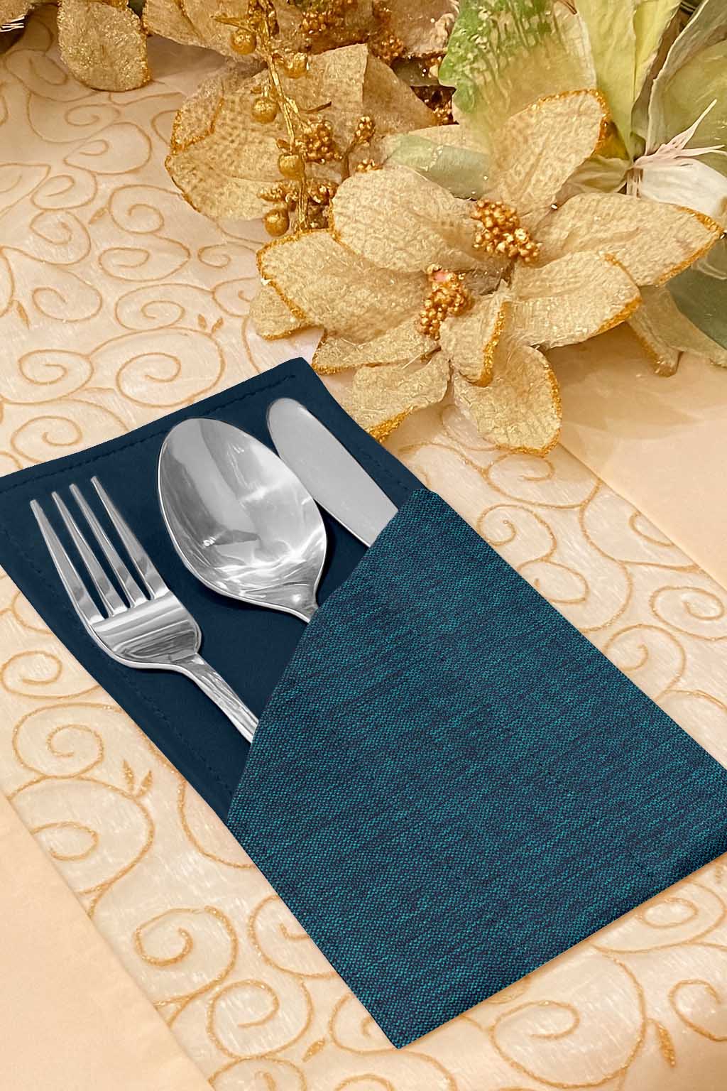 Fine Jute - Dark Turquoise Cutlery Pouch