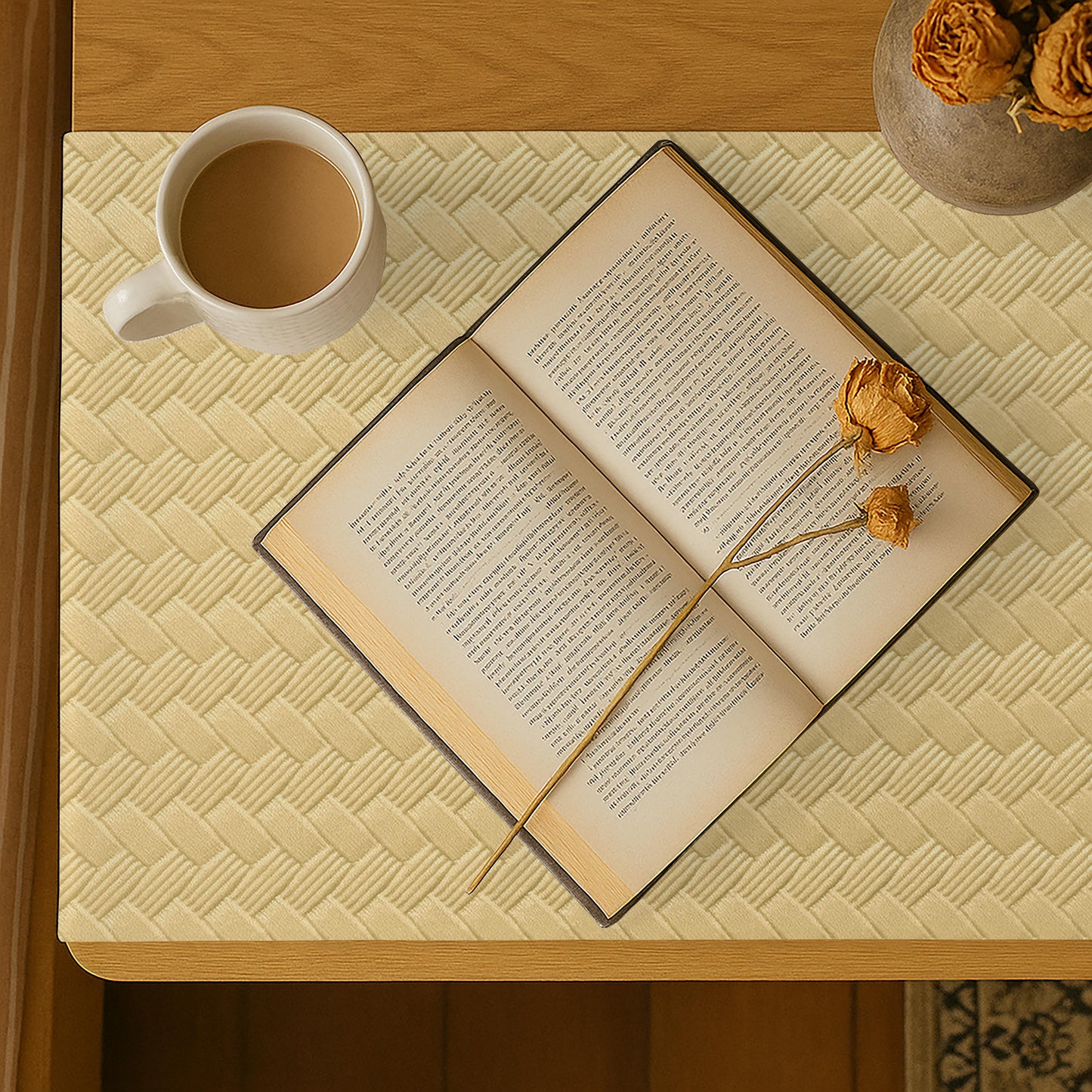 Patterned Leather - Beige Bed Side table Accent Trendy Home