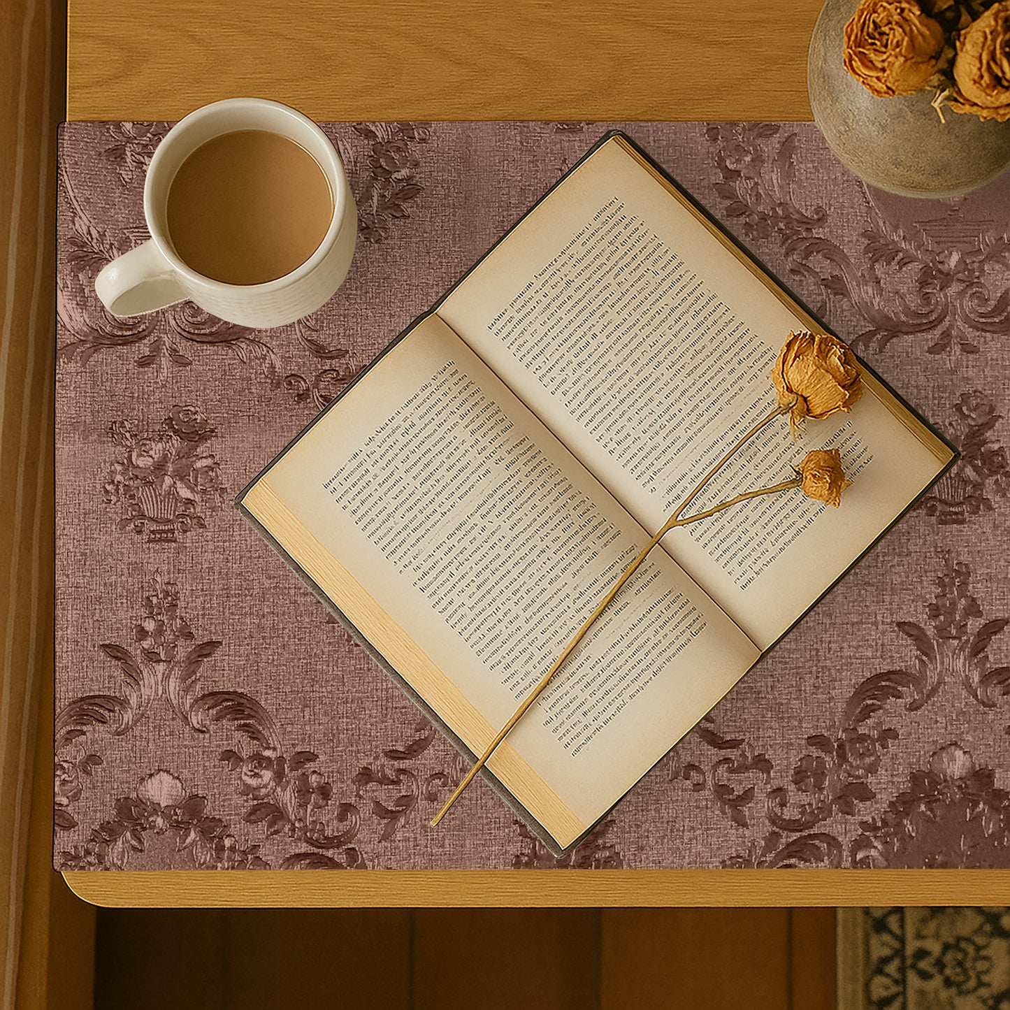 Embossed Leather - Blush Umber Bed Side table Accent Trendy Home