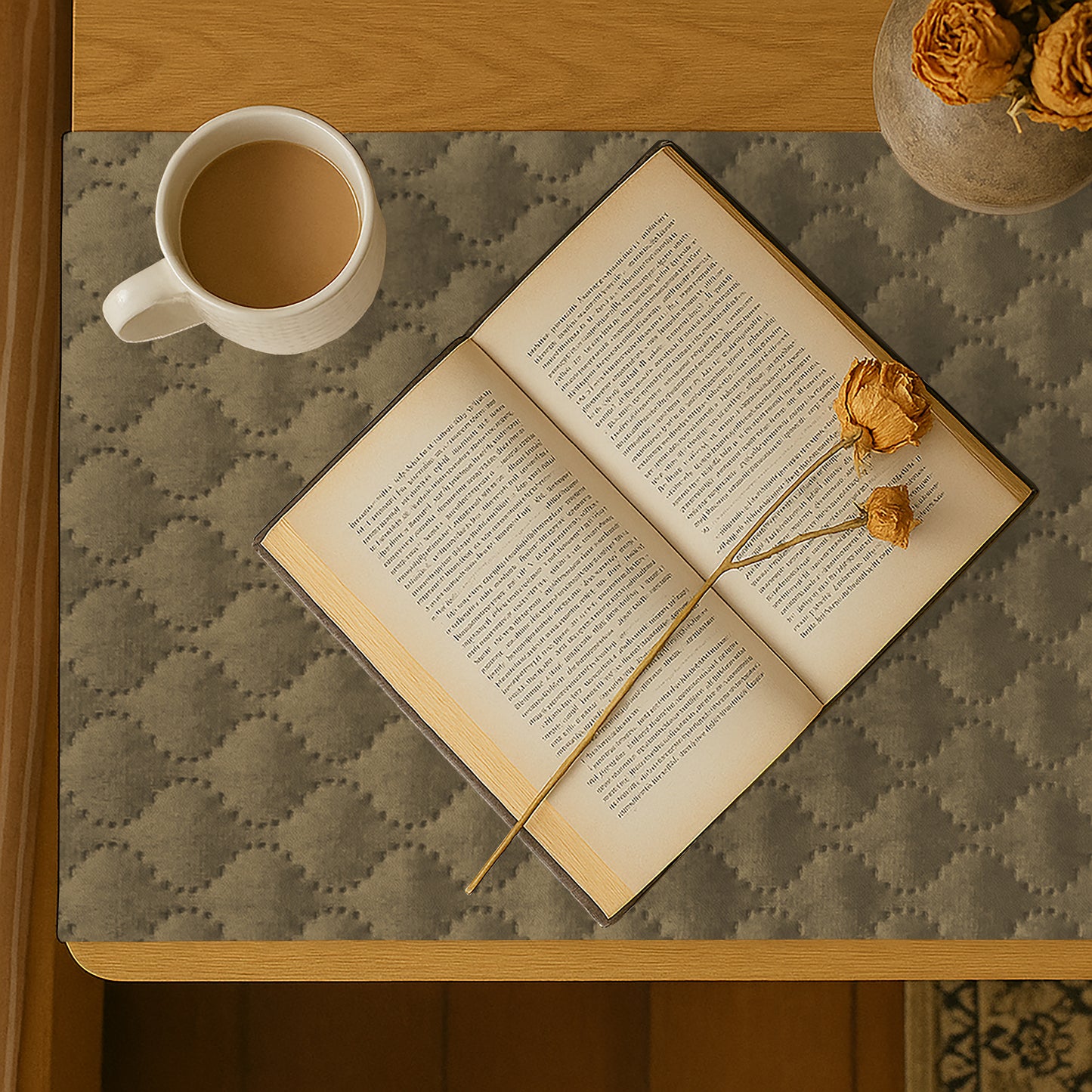 Quilted Velvet - Fawn Bed Side Table Accent Trendy Home