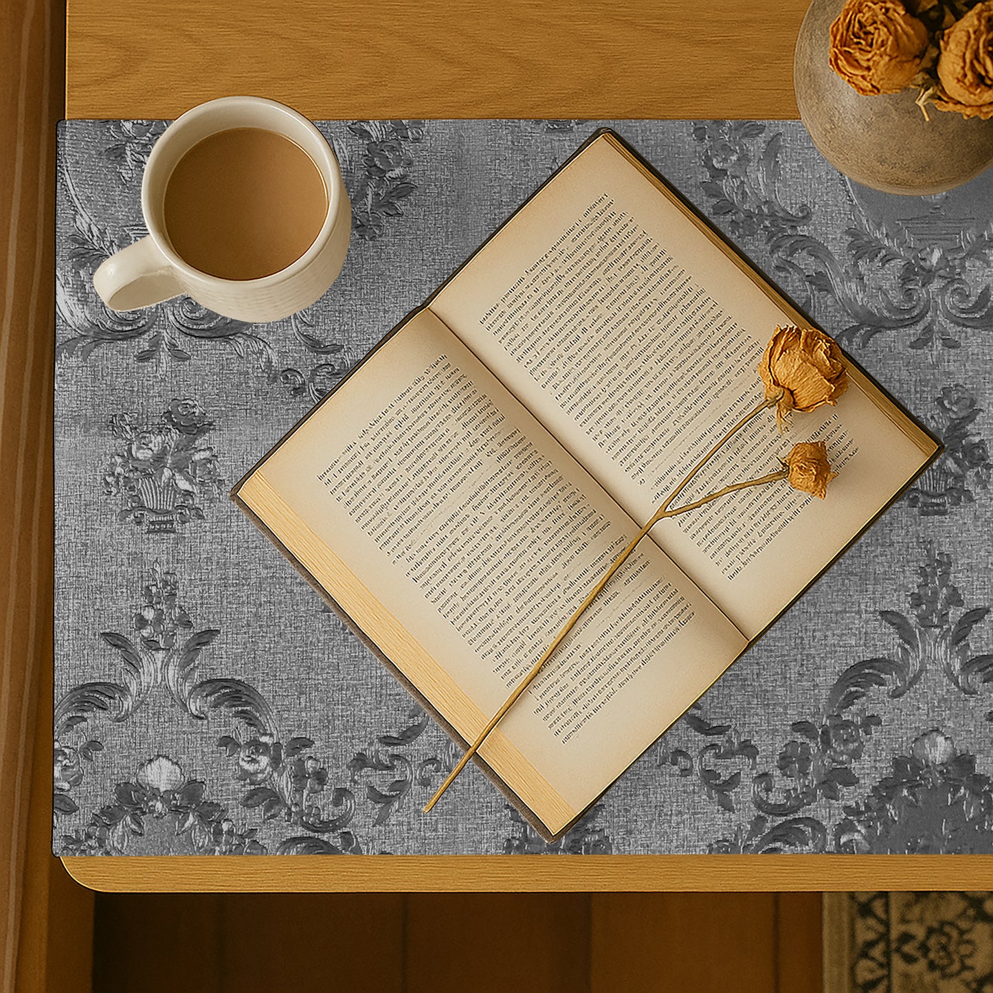 Embossed Leather - Silver Bed Side table Accent Trendy Home