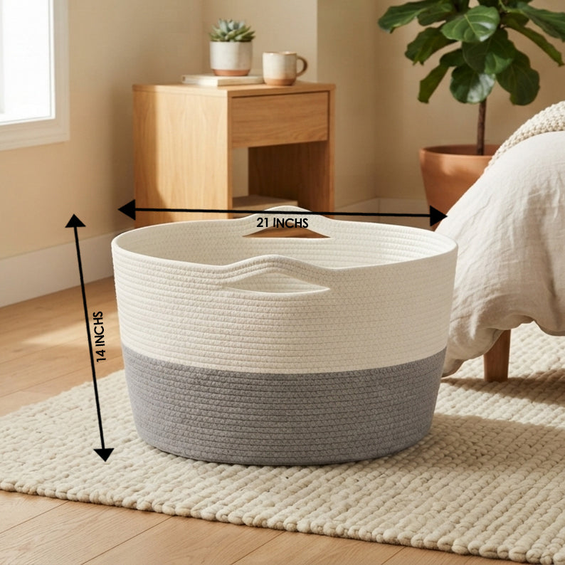 Handwoven - Jute Ivory & Grey Storage Basket