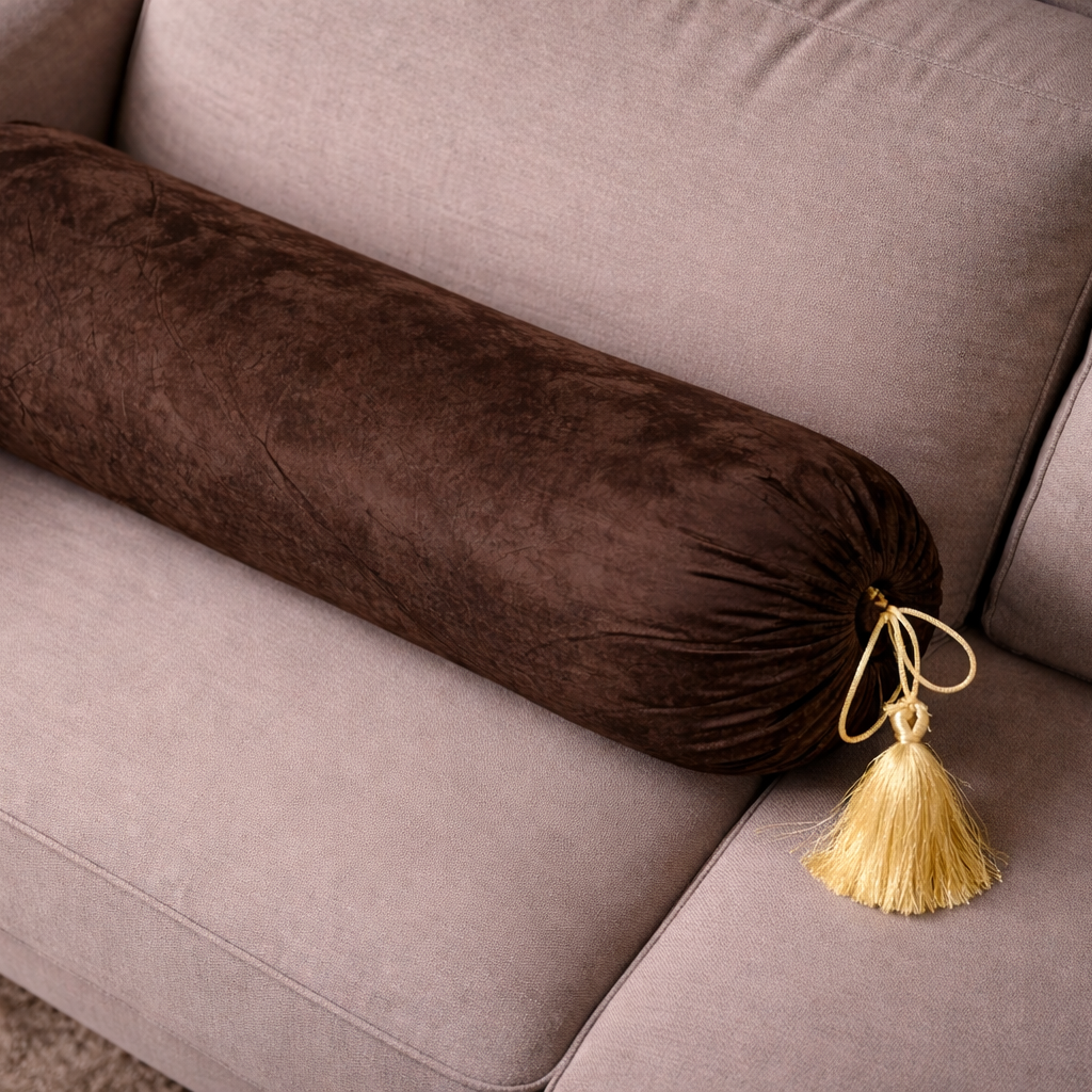 Turkish Velvet - Bronze Round Pillow Cover (pair) Trendy Home