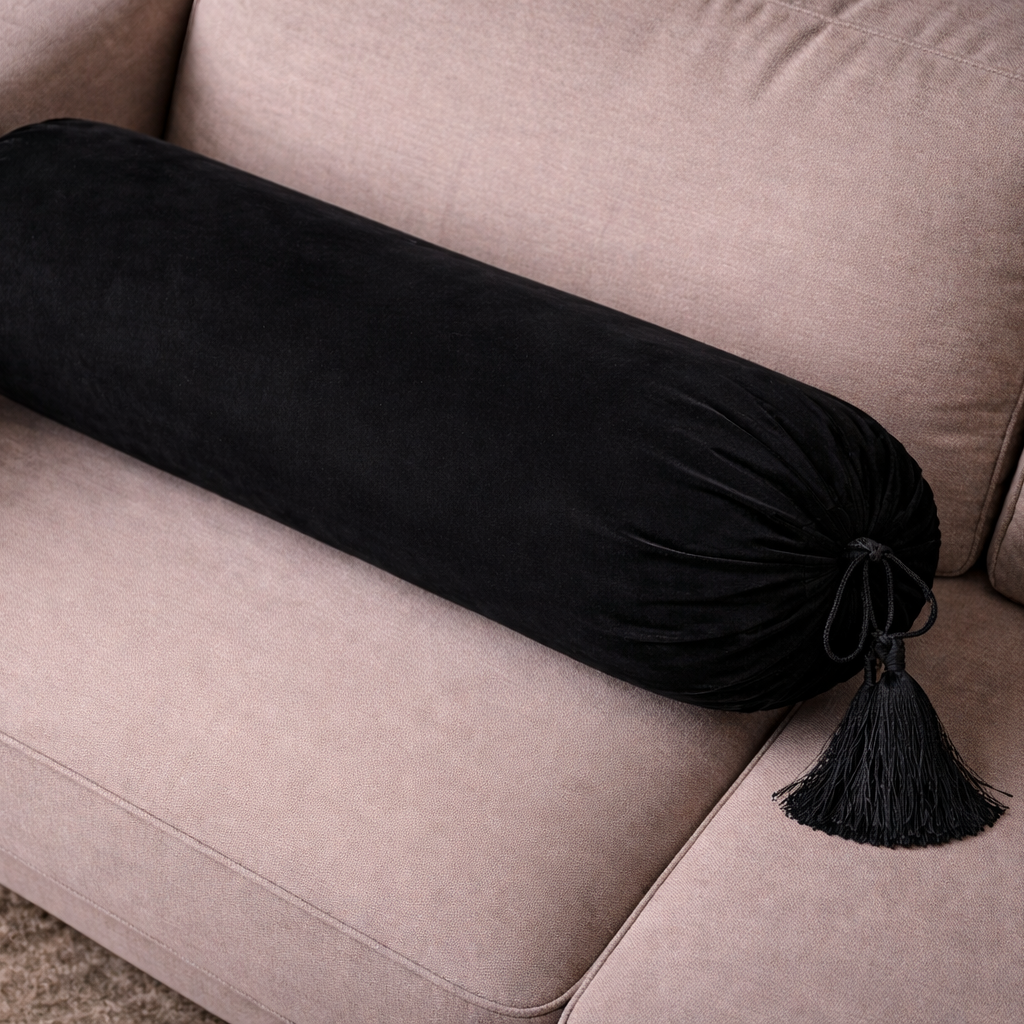 Malai Velvet - Black Round Pillow Cover (pair) Trendy Home