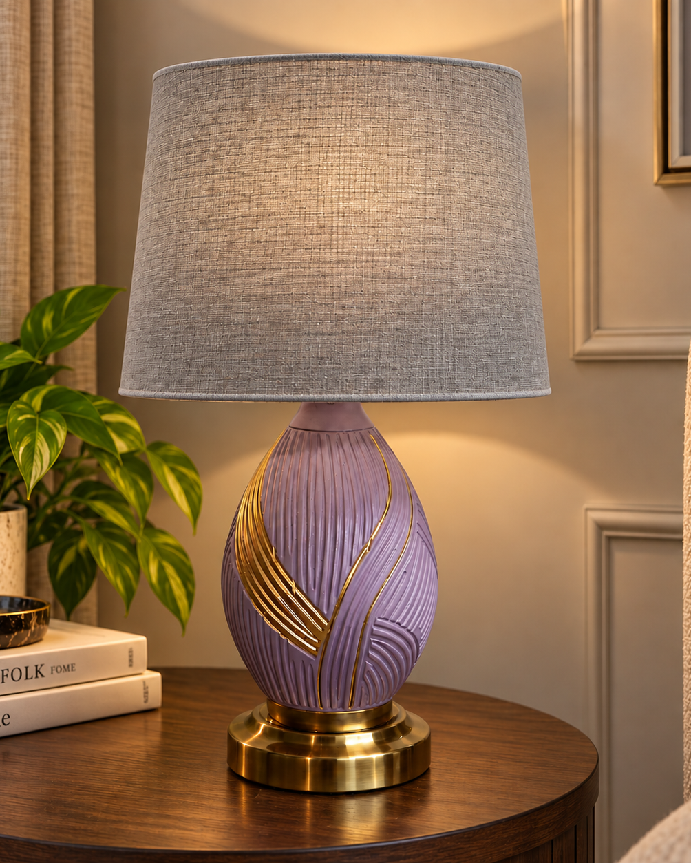 Lavender Table Lamp Gray Trendy Home