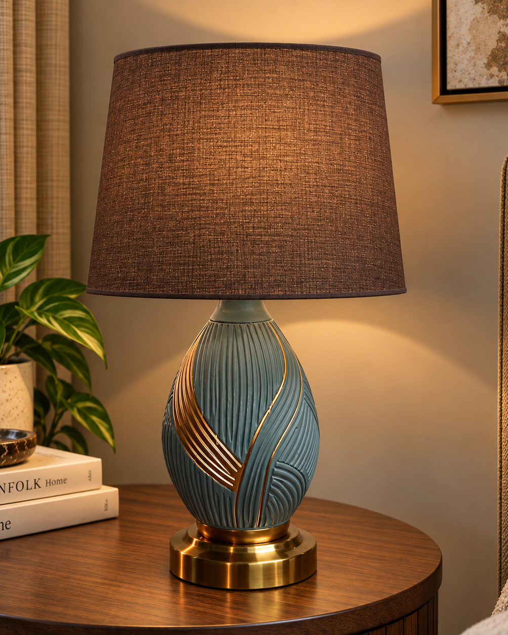 Casablanca Table Lamp Dark Brown Trendy Home