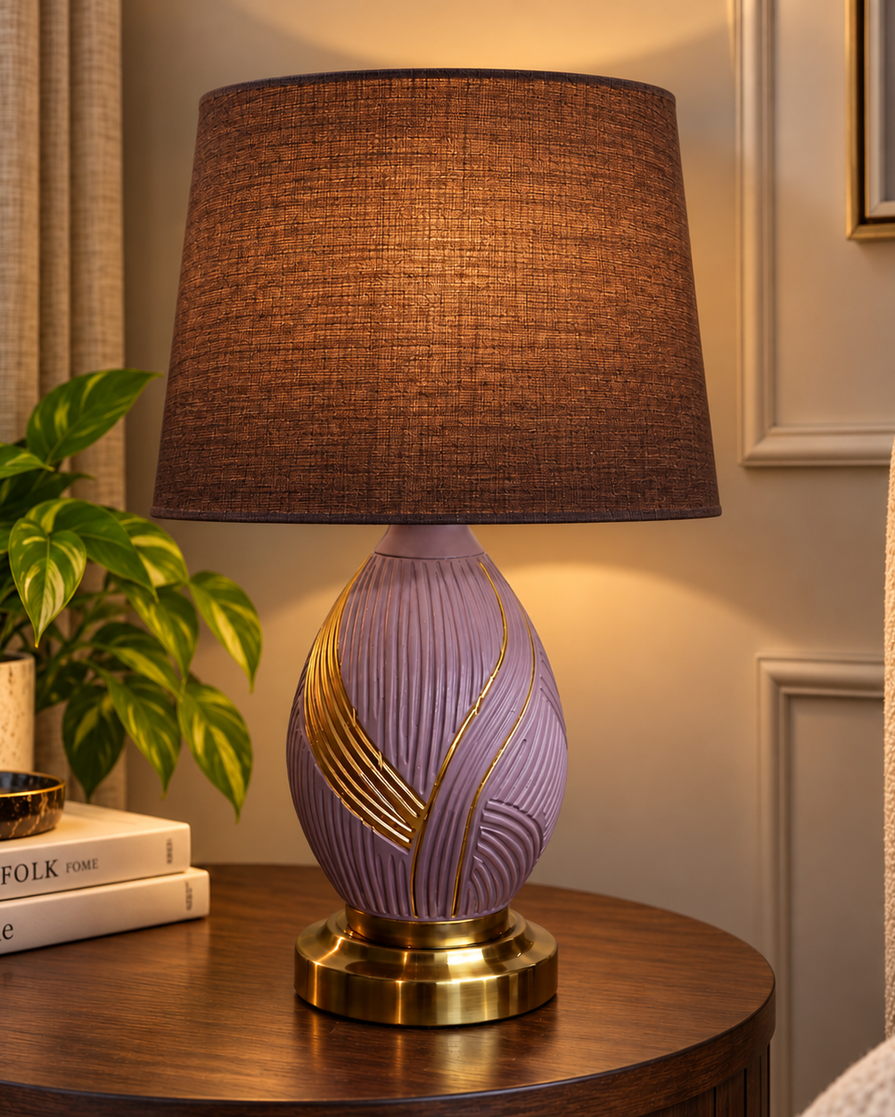 Lavender Table Lamp Dark Brown Trendy Home