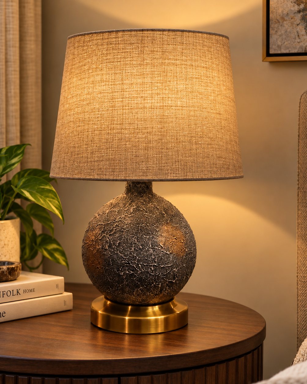 Graphite Arc Table Lamp Beige Trendy Home