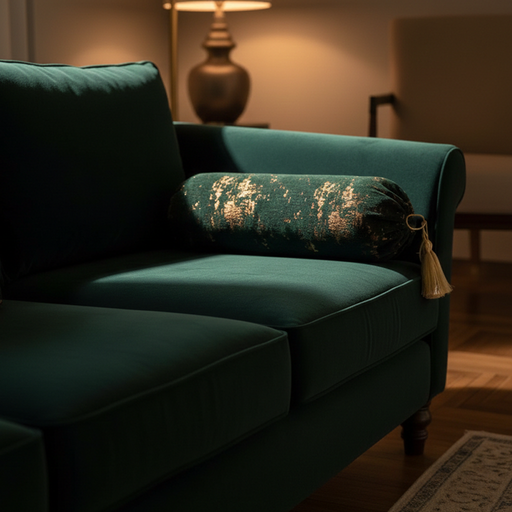 Shanghai Velvet - Emerald Round Pillow (pair) Trendy Home