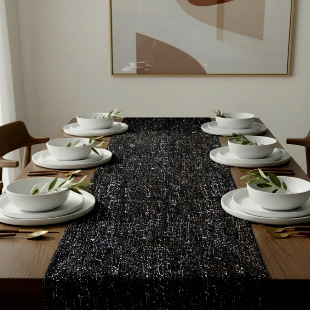 Shanghai - Siyah Table Runner Trendy Home