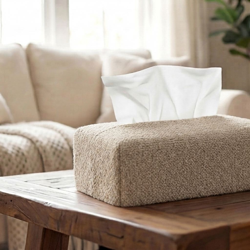 Teddy Fur - Sand Beige Tissue Box