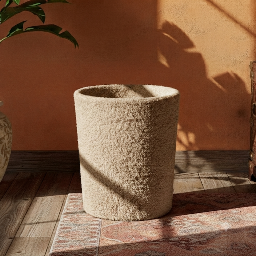 Teddy Fur - Sand Beige Dustbin Trendy Home