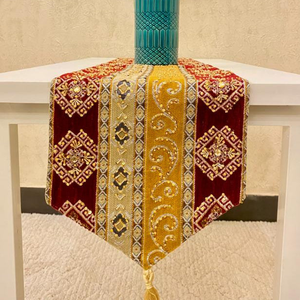 Hand Sequin - Maroon Table Runner Trendy Home