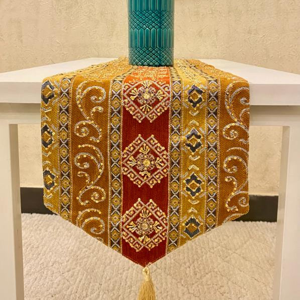 Hand Sequin - Rust Table Runner Trendy Home