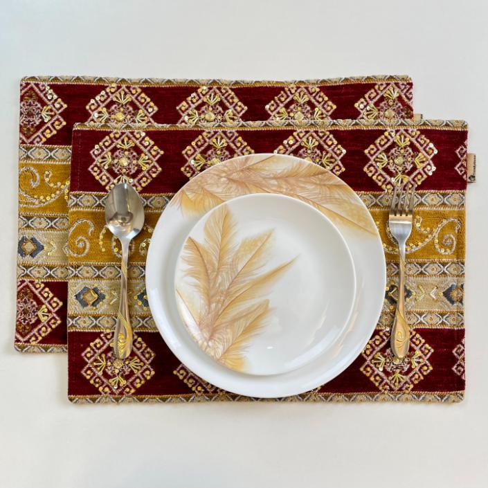 Hand Sequin - Maroon Table Mat trendy home