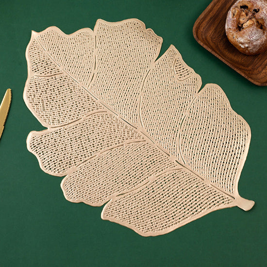 Pvc - Gold Fig Leaf Bed Side Table Accent Trendy Home