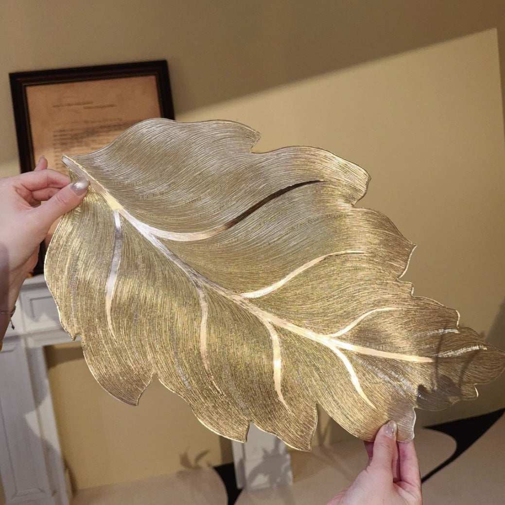 Pvc - Gold Banana Leaf Bed Side Table Accent Trendy Home