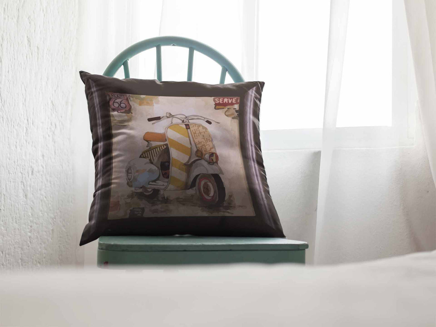Retro Scooter Cushion Cover Trendy home 11 11 sale