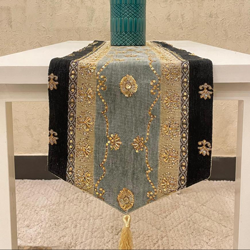 Hand Sequin - Silver Table Runner Trendy Home