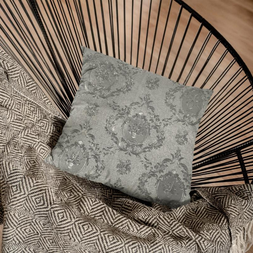 Embossed Leather - Silver Cushion Cover Trendy Home