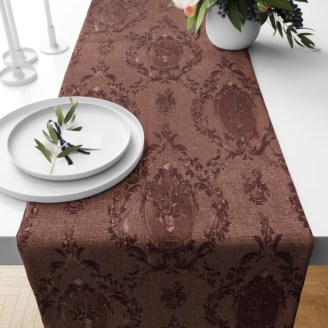 Embossed Leather - Burnt Umber Table Runner Trendy Home