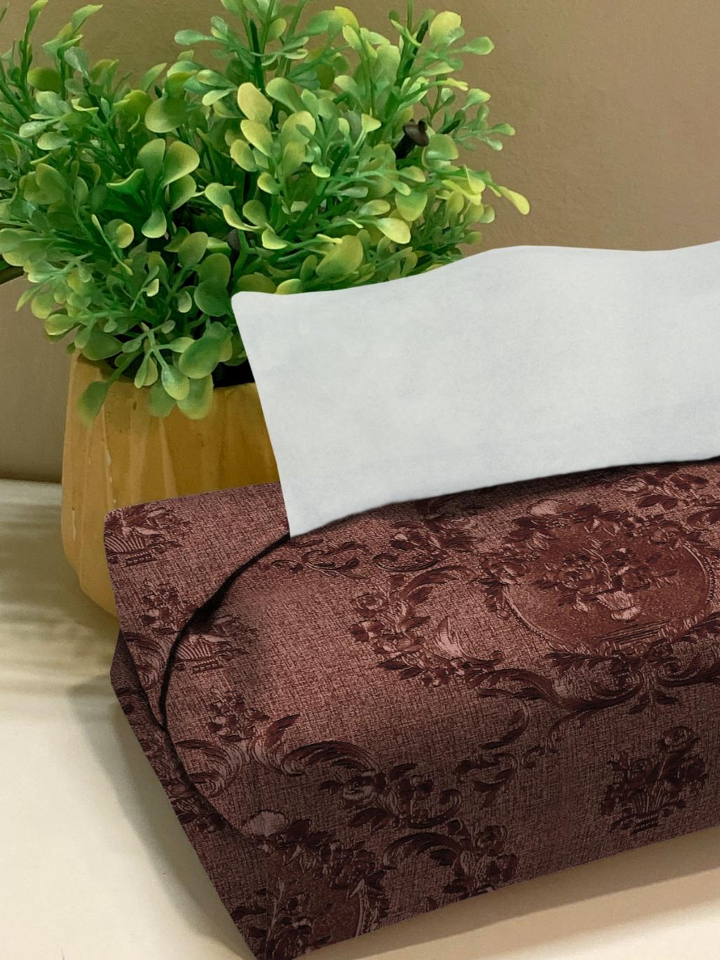 Embossed Leather - Burnt Umber Tissue Box Trendy Home