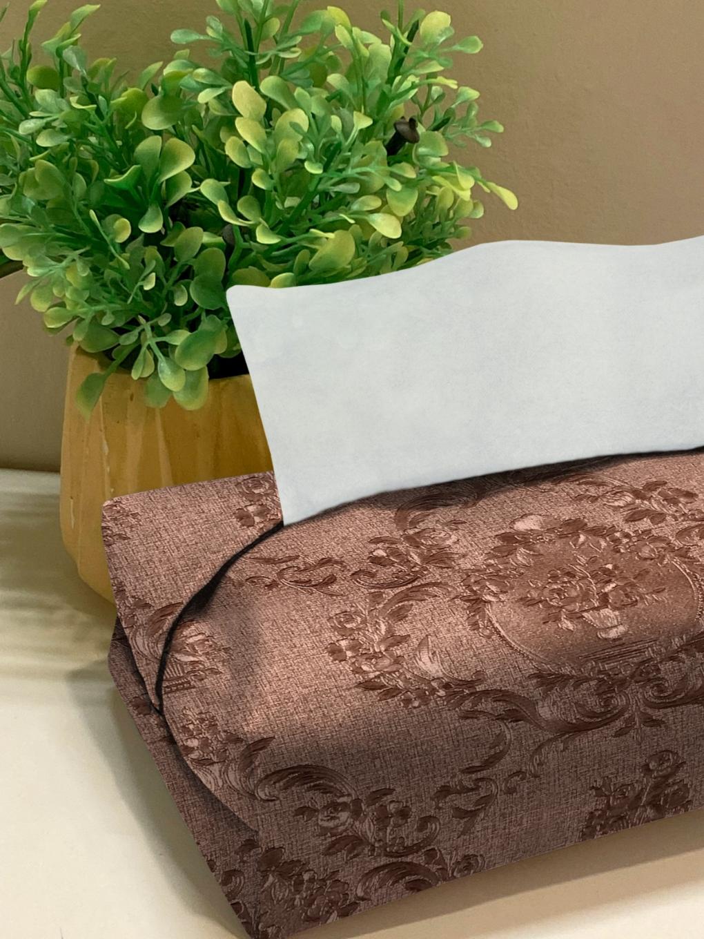 Embossed Leather - Blush Umber Tissue Box Trendy Home