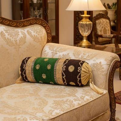 Hand Sequin - Brown Spinach Sofa Round PIllow (pair) Trendy Home