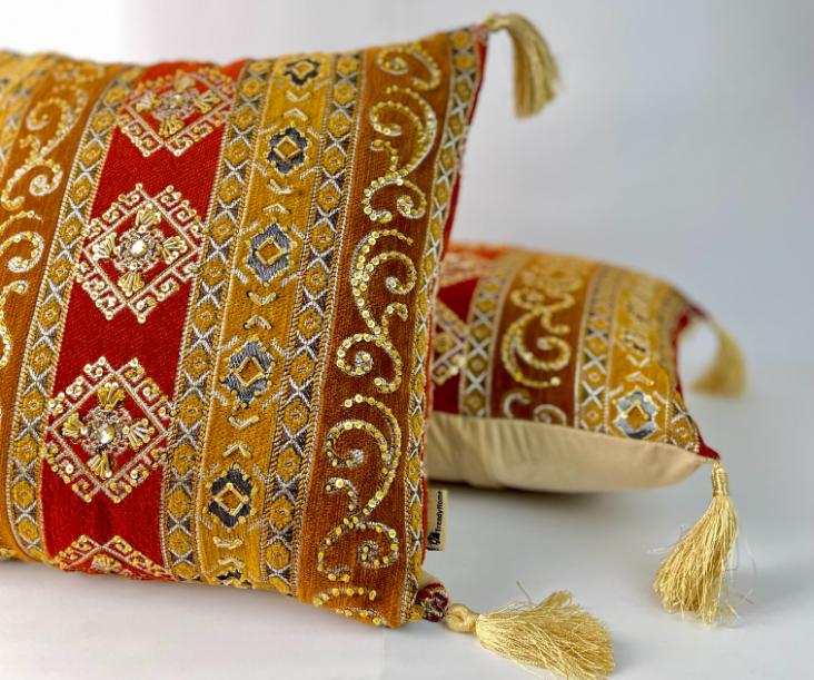 Hand Sequin - Rust Cushion Cover Trendy Home