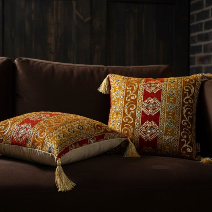 Hand Sequin - Rust Cushion Cover Trendy Home