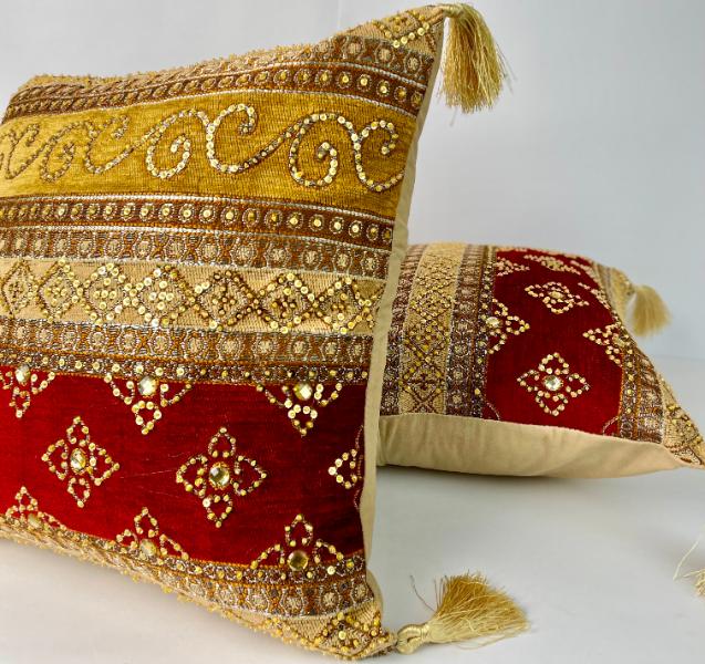 Hand Sequin - Queen Red Cushion Cover Trendy Home