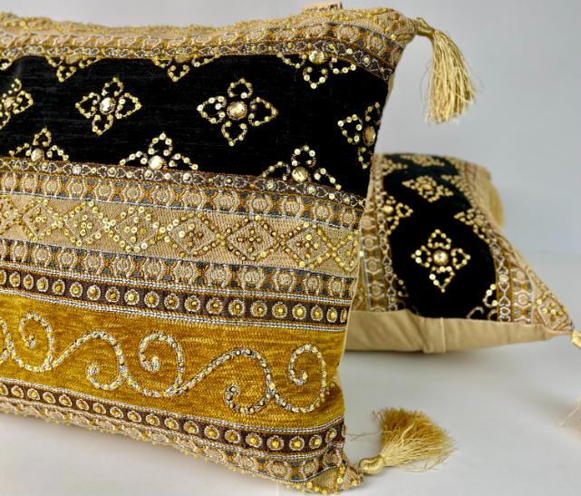 Hand Sequin - Queen Black Cushion Cover Trendy Home