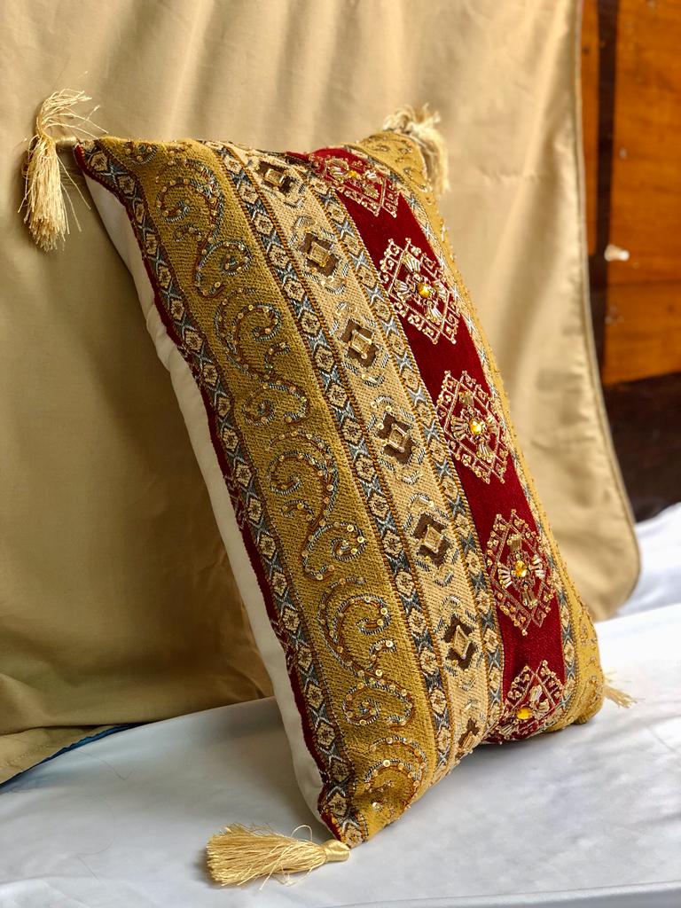 Gold embroidered cheap cushion