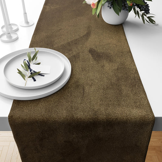 Malai Velvet - Olive Brown Table Runner