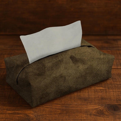 Malai Velvet - Olive Brown Tissue Box