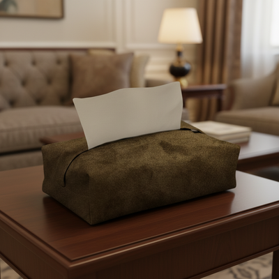 Malai Velvet - Olive Brown Tissue Box Trendy Home