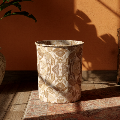 Printed - Sandy Beige Fern Dustbin Trendy Home
